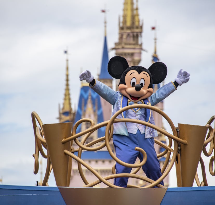 Mickey Mouse and friends take part in a parade at Walt Disney World ahead of the 50th anniversary.