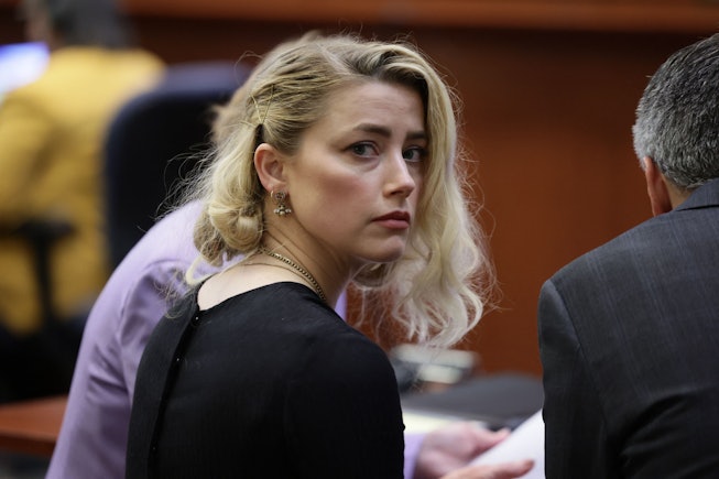 US actress Amber Heard waits before the jury said that they believe she defamed ex-husband Johnny De...