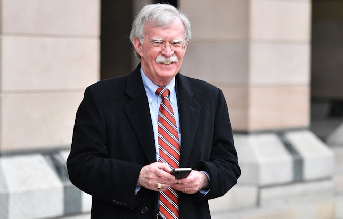 Former US National Security adviser John Bolton smiles in Westminster, London on November 16, 2021. ...