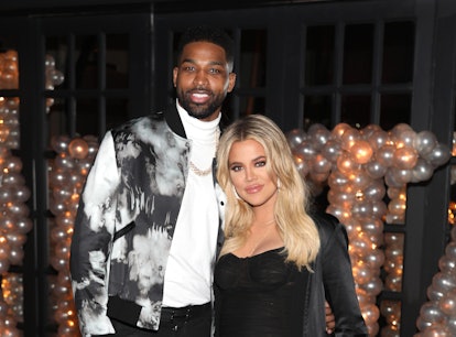 LOS ANGELES, CA - MARCH 10:  Tristan Thompson and Khloe Kardashian pose for a photo as Remy Martin c...