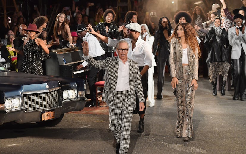 Designer Tommy Hilfiger and actress Zendaya walk the runway at the Tommy Hilfiger TommyNow fall runw...