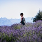 Boy with ADHD in lavender field.