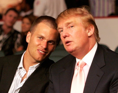 New England Patriots quarterback Tom Brady chats with Donald Trump (Photo by Donna Connor/WireImage)