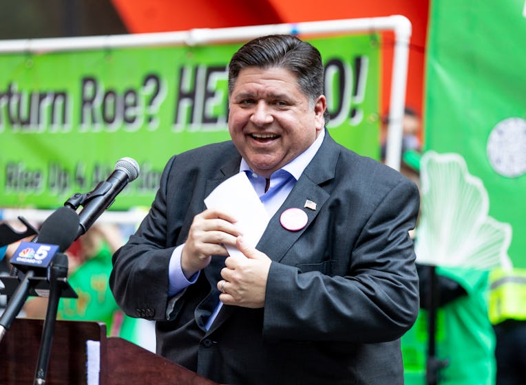 CHICAGO, ILLINOIS - JUNE 24: Governor J. B. Pritzker of Illinois speaks to the crowd at an abortion ...