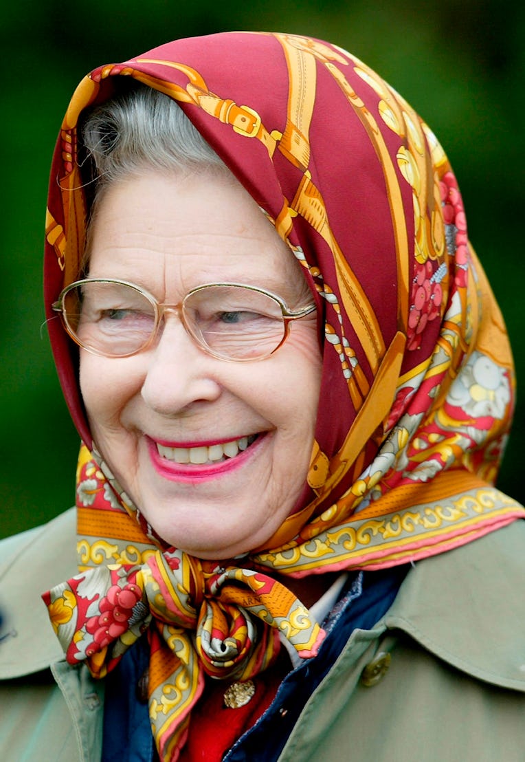 WINDSOR, ENGLAND - MAY 14: A happy HRH Queen Elizabeth II after Balmoral Jingle comes first in the ...