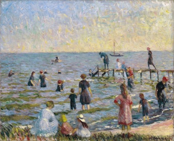 Bathing at Bellport, Long Island, William Glackens, American, 1870-1938, Oil on canvas, 1912, 26 1/1...