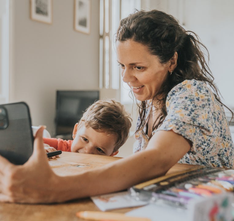 Mother and her son video chat