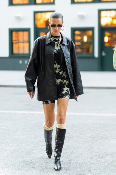 Bella Hadid is seen in the South Street Seaport