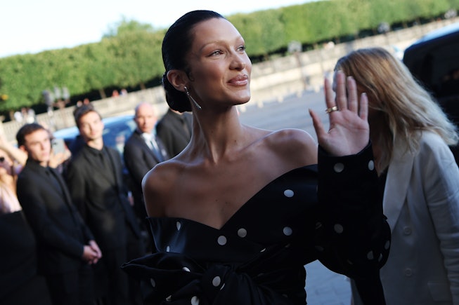 PARIS, FRANCE - JULY 06: Bella Hadid attends Balenciaga Dinner at Hotel de la Marine on July 06, 202...