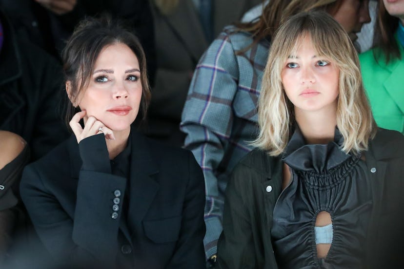 Victoria Beckham and Mia Regan attend the Supriya Lele AW22 show during London Fashion Week February...