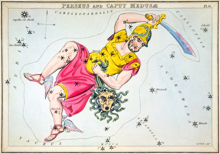 England/UK: 'Perseus and Caput Medus¾', plate 6 in Urania's Mirror, a set of celestial cards accompa...