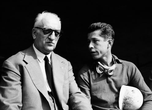 Enzo Ferrari, the Italian racing car designer and owner of the Ferrari company, with racing driver, ...