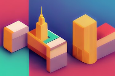 Digitally generated colorful and cool cityscape