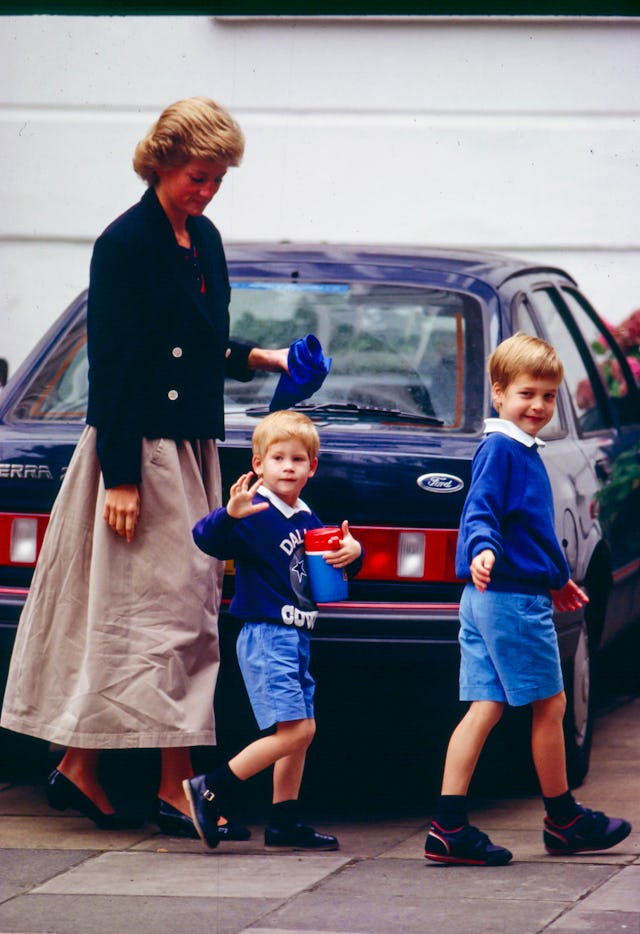 LONDON, UNITED KINGDOM - SEPTEMBER 13: Diana, The Princess of Wales with Prince Harry as he retu...