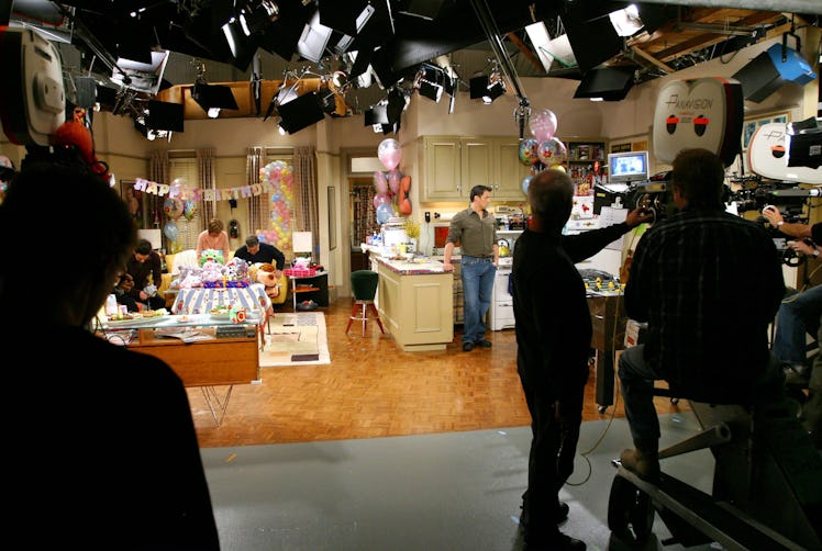 The camera crew prepares to shoot a scene of the hit NBC series "Friends"
