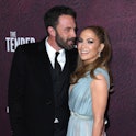 HOLLYWOOD, CALIFORNIA - DECEMBER 12: Ben Affleck and Jennifer Lopez arrives at the Los Angeles Premi...