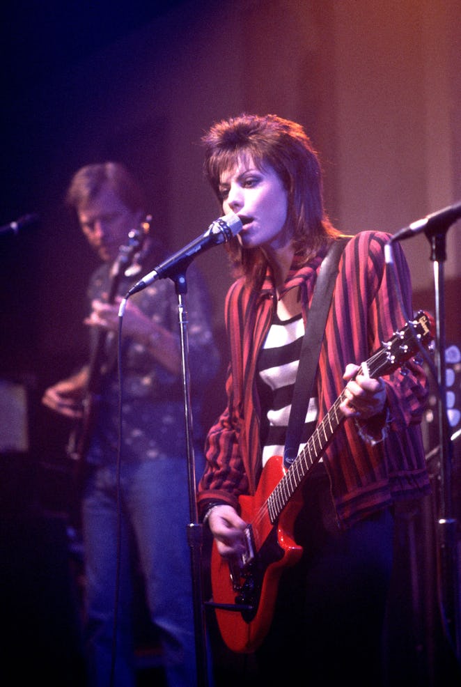 Joan Jett on the set of the movie "Light of Day" on 9/3/86 in Chicago, Il.  (Photo by Paul Natkin/Wi...
