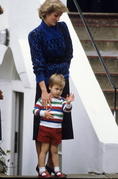 Princess Diana (1961 - 1997) taking Prince William for his first day at Mrs Mynor's Nursery School i...