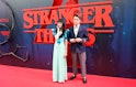 MADRID, SPAIN - MAY 18: Natalia Dyer and Charlie Heaton during the premiere of the new season of 'St...