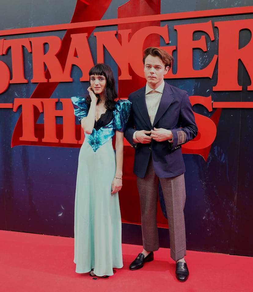 MADRID, SPAIN - MAY 18: Natalia Dyer and Charlie Heaton during the premiere of the new season of 'St...