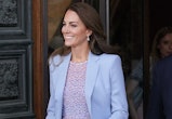 Britain's Catherine, Duchess of Cambridge, leaves the Fitzwilliam Museum in Cambridge on June 23, 20...