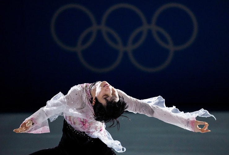Hanyu Yuzuru of Japan performs during the figure skating gala event of the Beijing 2022 Winter Olymp...