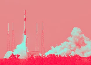 CAPE CANAVERAL, FLORIDA, UNITED STATES - 2021/05/26: A SpaceX Falcon 9 rocket lifts off from pad 40 ...