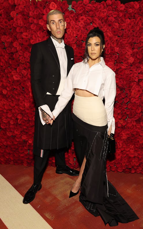 NEW YORK, NEW YORK - MAY 02: (Exclusive Coverage) Travis Barker and Kourtney Kardashian arrive at Th...