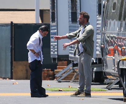 LOS ANGELES, CA - JUNE 28: Chris Messina and Ben Affleck are seen on the set of "Untitled Nike Movie...
