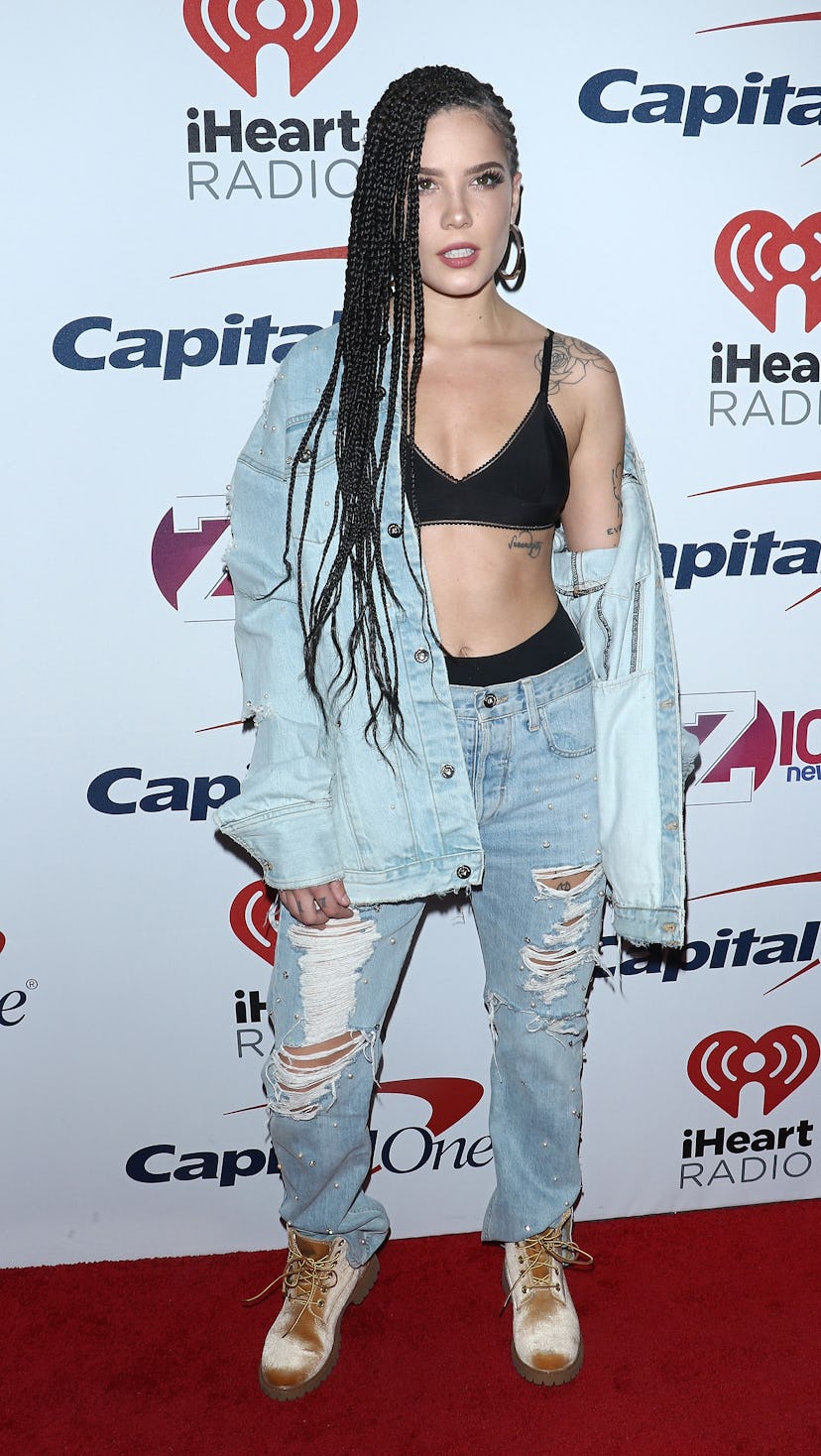 Halsey attends the Z100's iHeartRadio Jingle Ball 2017 at Madison Square Garden on December 8, 2017 