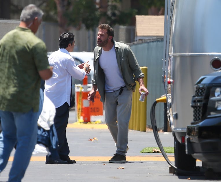 LOS ANGELES, CA - JUNE 28: Chris Messina and Ben Affleck are seen on the set of "Untitled Nike Movie...