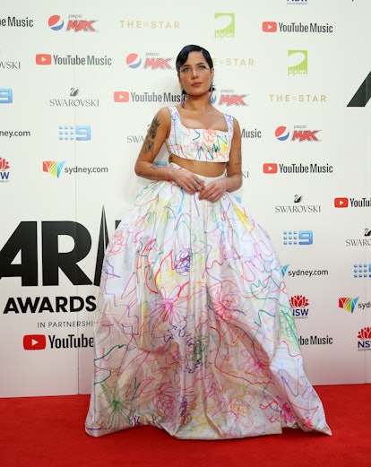 Halsey arrives for the 33rd Annual ARIA Awards 2019 at The Star on November 27, 2019 in Sydney, Aust...
