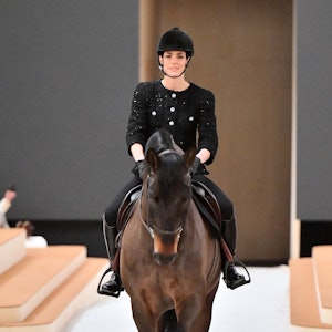 Charlotte Casiraghi rides a horse for Chanel Haute Couture Spring/Summer 2022 