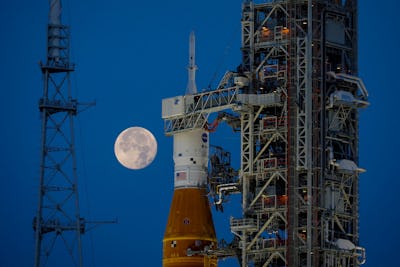 NASAs Artemis I Moon rocket sits at Launch Pad Complex 39B at Kennedy Space Center, in Cape Canavera...