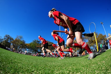 TO GO WITH AFP STORY BY SEBASTIAN SMITH Competitors take part in a match of Quidditch, Harry Potter'...