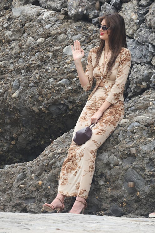 Kendall Jenner leaving lunch at the Abbey of San Fruttuoso on May 21, 2022 near Portofino, Italy. (P...