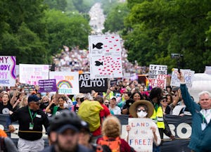UNITED STATES - MAY 14: Demonstrators are seen on Constitution Avenue during a march for abortion ri...