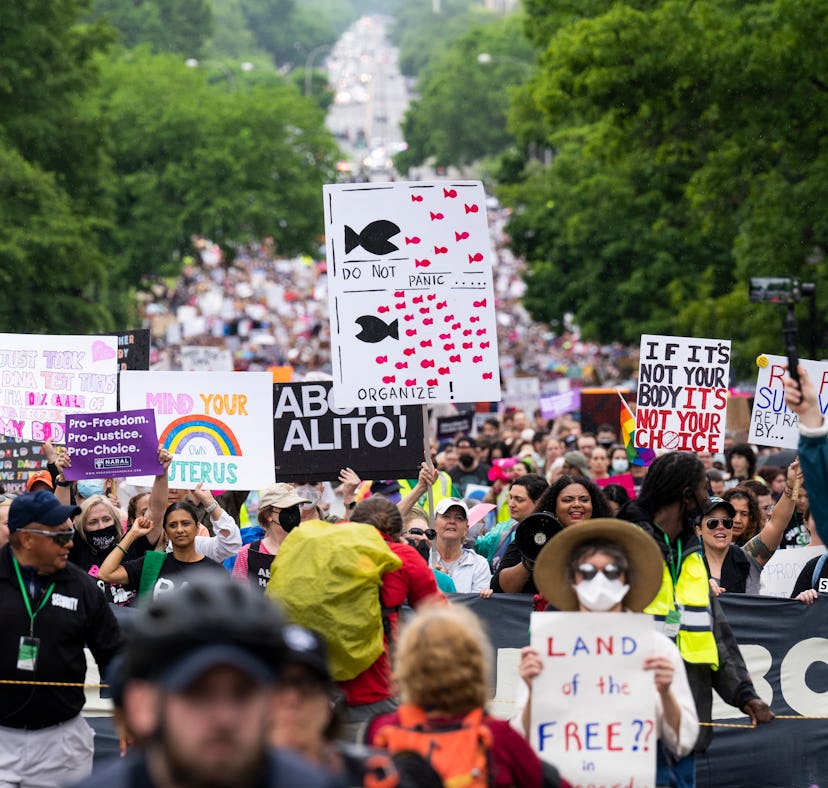 UNITED STATES - MAY 14: Demonstrators are seen on Constitution Avenue during a march for abortion ri...