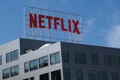 The Netflix logo is seen on top of their office building in Hollywood, California, March 2, 2022. (P...
