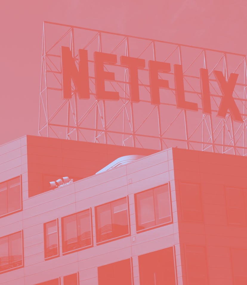 The Netflix logo is seen on top of their office building in Hollywood, California, March 2, 2022. (P...
