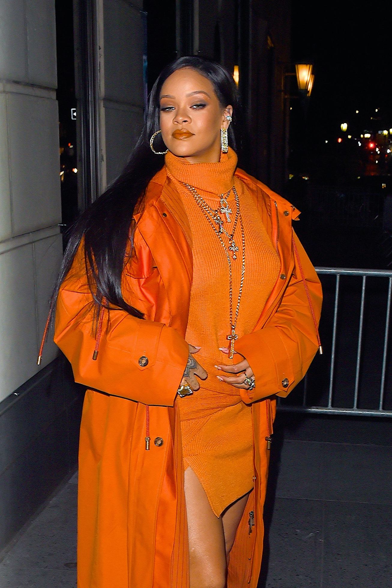 NEW YORK, NY - FEBRUARY 07:  Rihanna seen out working in Manhattan on  February 7, 2020 in New York ...