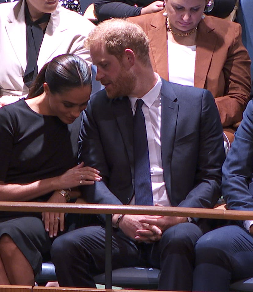 NEW YORK, US - JULY 18: A screen grab taken from a video shows - Meghan Markle (L) and Prince Harry ...