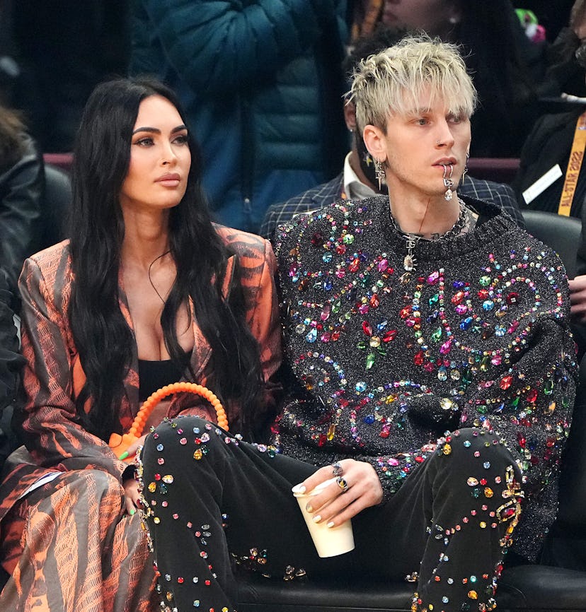 Machine Gun Kelly and Megan Fox attend the 2022 NBA All-Star Game in february 2022