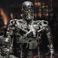 A full-scale figure of a terminator robot "T-800", used at the movie "Terminator 2", is displyed at ...