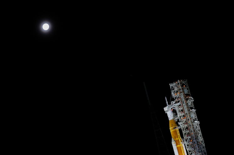 NASAs Artemis I Moon rocket sits at Launch Pad Complex 39B at Kennedy Space Center, in Cape Canavera...