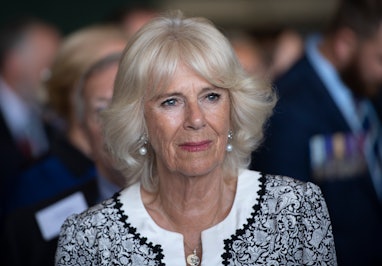 PORTSMOUTH, ENGLAND - JULY 20:  Camilla, Duchess of Cornwall visits HMS Queen Elizabeth, on July 20,...