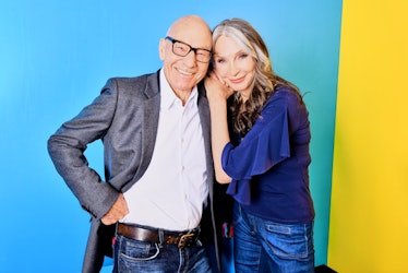SAN DIEGO, CALIFORNIA - JULY 23: (L-R) Patrick Stewart and Gates McFadden visit the #IMDboat officia...