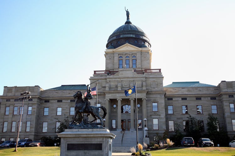 "Helena,United States- October 12,2012: Exterior front entrance of State Capital building of Montana...