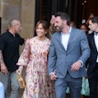 Jennifer Lopez and Ben Affleck are seen leaving Hôtel de Crillon 