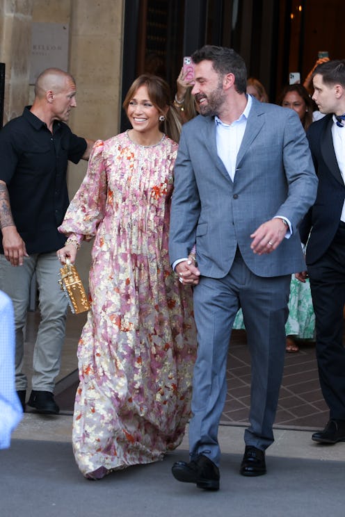 Jennifer Lopez and Ben Affleck are seen leaving Hôtel de Crillon